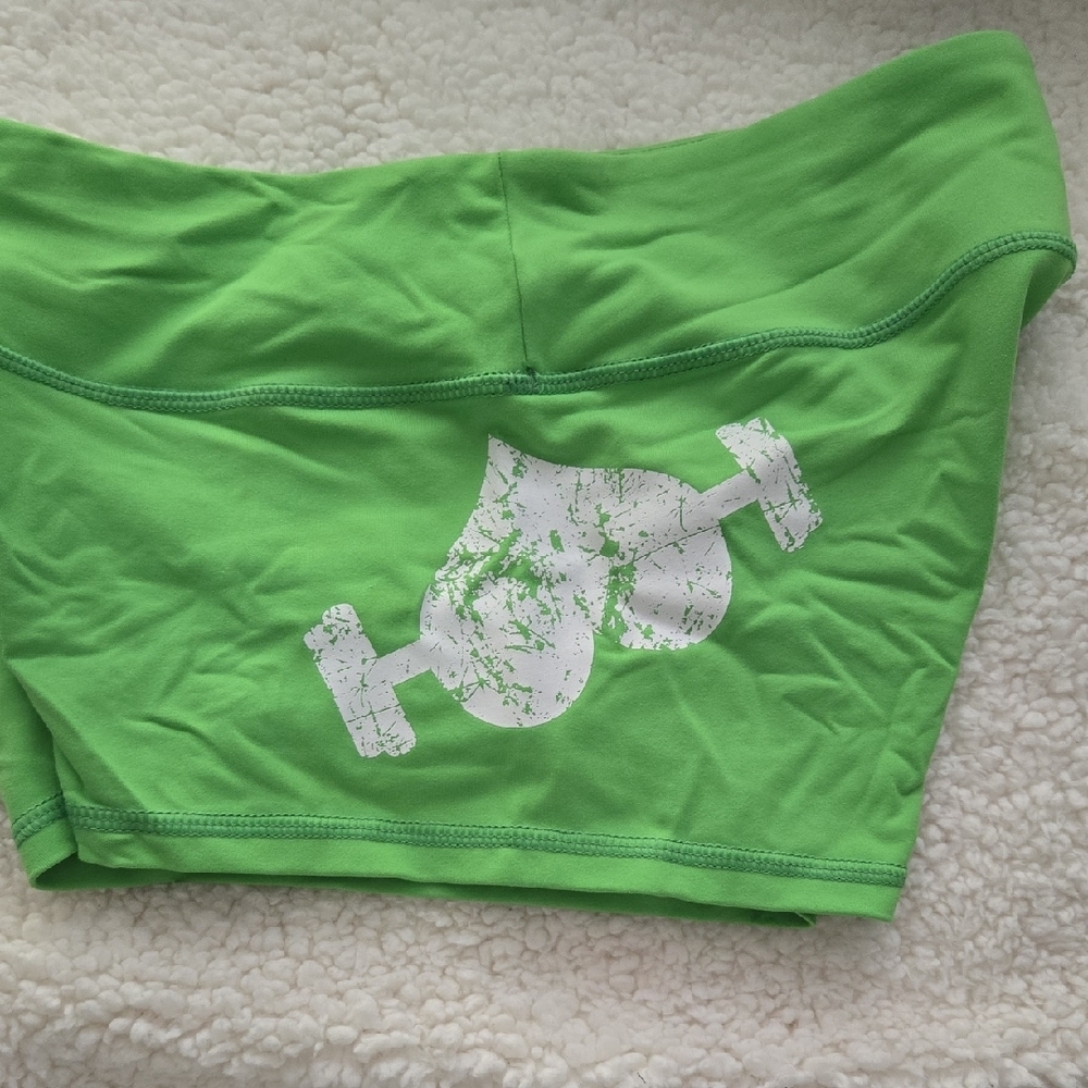 Vibrant Green Athletic Shorts for Women - Picture 2 of 4